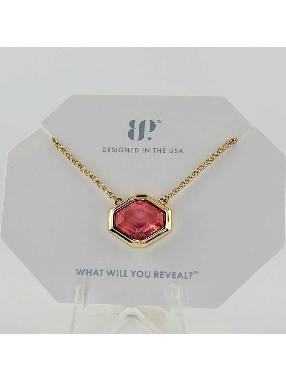 Bomb Party Necklace " Laced With Distant Fire" Rose Quartz on Yellow Gold Bezel
